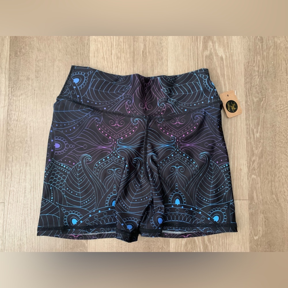 Black and Blue Patterned Athletic Shorts